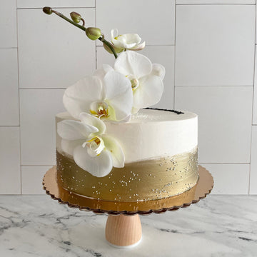 Gold and Orchids Cake