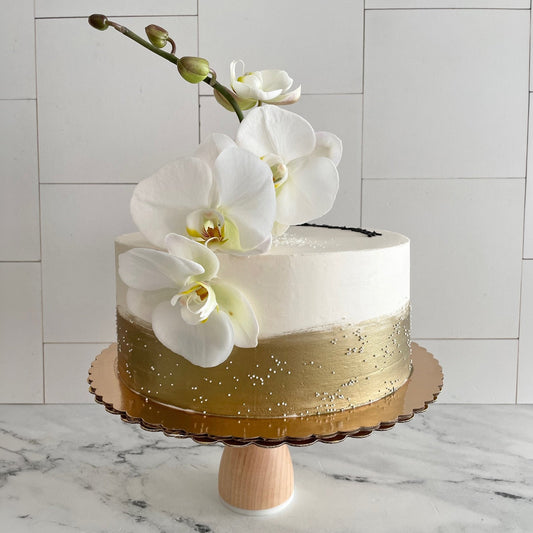 Gold and Orchids Cake